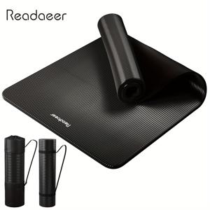 TEMU 1pc Readaeer 두꺼운 요가 매트, 미끄럼 방지 고무 피트니스 매트, 휴대용 스트랩 및 가방, 단색, 72x24x0.4 인치|요가