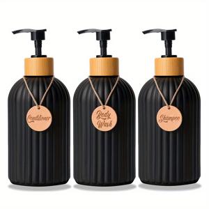 TEMU 3pcs 500ml 비누 디스펜서 태그와 함께, 글자 그래픽 로션 디스펜서, 샴푸 바디 워시 컨디셔너를 위한 펌프가있는 빈 샤워 비누 병 디스펜서, 욕실 용품, 욕실 정리 및 저장, 가정용 가구