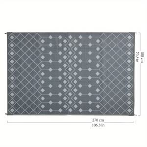 TEMU 1pc, 파티오용 야외 러그 6'X9’ 방수 자외선에 강한 매트, 양면 플라스틱 캠핑 러그, RV, 현관, 데크, 캠핑카, 발코니, 뒤뜰