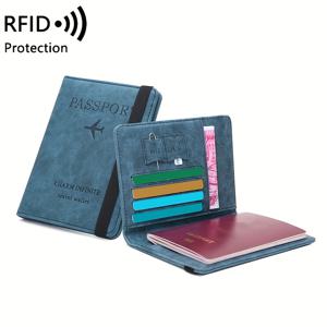 TEMU 1pc RFID 방지 브러시 멀티 카드 여권 가방, 해외 여행 티켓 문서 가방, 간단한 패션 멀티 기능 여권 홀더