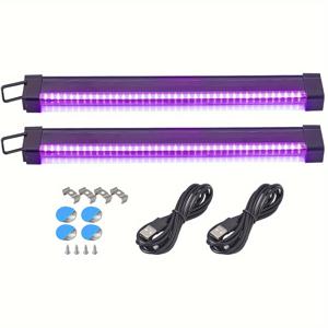 TEMU 2개 12.6인치 USB UV LED 385-400nm 블랙 라이트 바 라이트 효과 파티 라이트 무대 조명, 스위치 포함 할로윈 클럽 파티 디스코, 저전압 5V