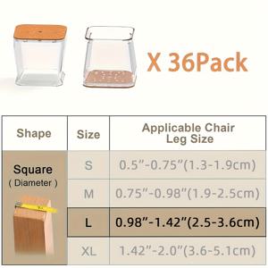 TEMU 36개 투명 실리콘 의자 다리 바닥 보호대, 2인치 사각 가구 패드 - 광택 마감, 내구성 있는 슬라이더 커버, 가구 바닥 보호대|좌식의자