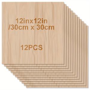 TEMU 공예용 나무 시트 - 12 X 12 X 1/ - 2mm 두께의 매끄러운 사각형 나무 판으로 레이저 커팅, 건축 모형, 염색에 사용되는 4개/8개/12개/20개의 나무 시트