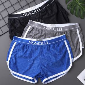 TEMU 3pcs 남성용 솔리드 컬러 복서 브리프, 청소년 메쉬 느슨한 통기성 편안한 복서 트렁크, 탄성 스포츠 반바지, 남성 캐주얼 속옷 일상복