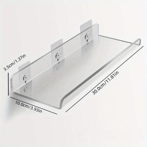 TEMU 【인기 선택】 1개 아크릴 욕실 선반 벽걸이 샤워 선반 드릴링 필요 없음 접착식 두꺼운 투명 보관 & 욕실 보관 디스플레이 선반