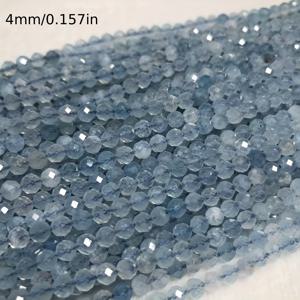 TEMU 110/90pcs 3/4mm 천연 아쿠아 마린면 처리 된 라운드 루즈 블루 스톤 비즈 DIY 쥬얼리 만들기 용품, 공예 구슬 세트