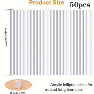 TEMU 50개, 아크릴 롤리팝 스틱, 케이크 팝 스틱, 베이킹 도구, 주방 액세서리