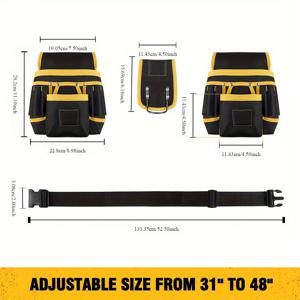 TEMU 남성용 26개 포켓이 있는 폴리에스터 도구 벨트 - 분리 가능하고 조절 가능한 도구 파우치 가방, 망치 홀더, 전기 기사, 목수, 건설 노동자, 유틸리티 작업용 에이프런