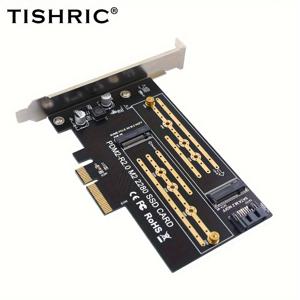 TEMU TISHRIC M.2 SSD를 PCIe 어댑터 카드로 변환, 듀얼 M+B 키 인터페이스, M2 NVMe 및 SATA SSD 확장 보드, 충전되지 않은 전원 모드, 배터리 없음, 2280/2260/2242 SSD용 추가 변환기 PDM2-R2.0