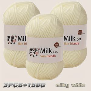 TEMU 150g 소프트 미디엄 거친 우유 원사, 손으로 짜는 DIY 재료, 수공예 실, 꽃 작은 선물, 니트 스웨터, 모자, 스카프, 미디엄 거친 원사, 원사 볼, 3개/팩|뜨개실