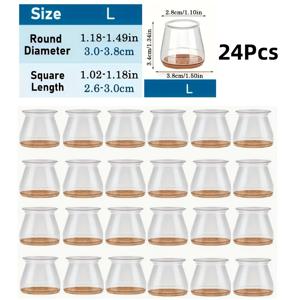 TEMU 24개 패키지 라운드 실리콘 의자 다리 보호대, 단단한 바닥용 펠트 가구 패드, 긁힘 및 소음 감소, 쉬운 슬라이드 의자 발 커버|좌식의자