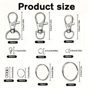 TEMU 275개 빈티지 스타일 철제 열쇠고리 만들기 키트, 후크, 랍스터 걸쇠, 미니 링, 비즈 장식, DIY 공예 액세서리, 핸드백 걸이, 스포츠 테마, 전원 필요 없음|키링|물고기반지|DIY