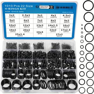 TEMU 1010-피스 O-링 어소트먼트 키트 - 자동차, , 고압 세척기, 배관 씰 및 공기/가스 연결을 위한 22가지 크기의 범용 합성 고무 O-링, 70A 듀로미터 원형 단면