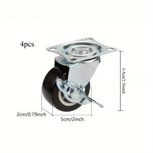 TEMU 4-팩 플레이트 캐스터 - 컴퓨터 캐비닛, 사무실 책상, 작업대 및 보관 솔루션을 위한 안전한 이동성을 제공하는 견고한 스틸 회전 캐스터, 잠금 브레이크 포함