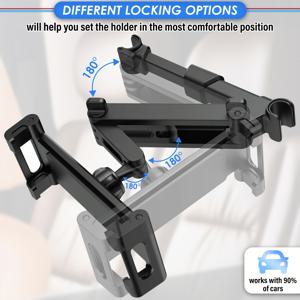 TEMU 조절 가능한 자동차 휴대폰 거치대 헤드레스트 태블릿 거치대 - 4.7-12.9인치 기기용, 방수 ABS 소재, iPad Air Mini 등에 적합, 운전자에게 완벽한 선물