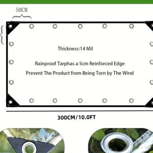 TEMU 1pc 클래식 스타일 고강도 PVC 투명 방수포 그로밋 포함 - 14mil 두께 투명 방수포, 방풍, 찢어짐 방지 비닐 커버 온실, 파티오, 현관, 야외 퍼골라 캐노피, 닭장 - 구멍 액세서리 포함, 쉽게 닦아 깨끗하게 유지