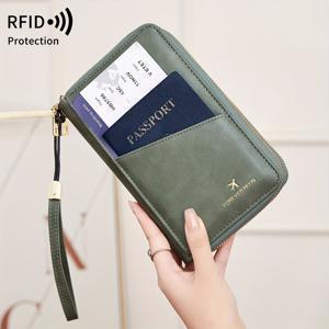 TEMU MIYIN RFID 차단 이중 지퍼 여권 보관함 손목 끈 및 어깨 끈 포함, 다기능 대용량 여행 신용 카드 지갑 다중 슬롯, 항공권 클립 보관 가방 휴대폰 팩