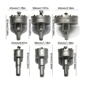 TEMU 6피스 22-65mm TCT 홀 톱 키트, 목재, 금속, 플라스틱, 스테인리스 스틸용 초경 드릴 비트, 무광택 마감, 삼각형 섕크, 날카로운 톱니 디자인