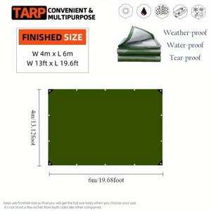 TEMU 강화된 가장자리와 모서리가 있는 고성능 방수 타프, 자외선 및 온도 내성, 농장, 야외, 캠핑, 연못, 계절 잎 및 수영장 보호를 위한 그로밋이 있는 다목적 녹색/은색 폴리에틸렌 커버