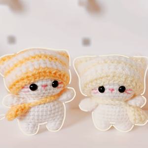 TEMU 입문자를 위한 2pcs Vioiv 크로쉐트 키트, 모자 패턴이 있는 아미구루미 고양이, DIY 수작업 동물 크로쉐트 세트, 훅, 실 및 영어 튜토리얼이 포함된 완전한 스타터 크로쉐트 용품, 종이 설명서 및 비디오, 공예 애호가를 위한, 선물용 패키지, 올 시즌 공예품