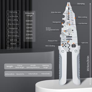 TEMU 에어라지 1개 다기능 스트리퍼 플라이어, 8인치 산업용 전기 플라이어, 배선, 절단, 스트리핑, 크림핑, 그리핑, 트위스팅, 못 뽑기, 전기 기술자 및 가정용 금속 구조