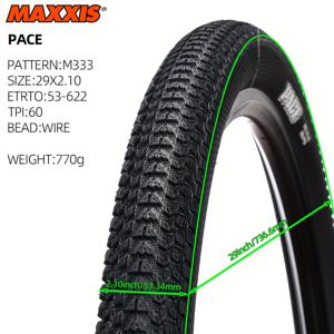 TEMU 1개의 MAXXIS PACE M333 29x2.10 인치 XC 마운틴 바이크 타이어, 널링 트레드, 고무 재질, 와이어 비드 오픈 타이어, 로우 롤러 린처, 화이트 MAXXIS 로고|타이어