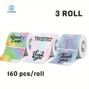 TEMU SINMARK 160pcs/롤 열색 그라디언트 스티커 라벨, 1.97