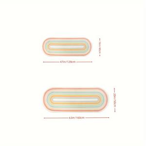 TEMU 1개 부드러운 플러시 무지개 줄무늬 러그, 폴리에스터, 기계 세척 가능, 침실, 거실, 가정 장식, 실내 사용