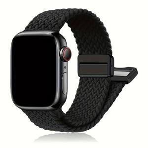 TEMU Apple Watch Ultra 2/1 49mm용 탄성 나일론 스트랩, iWatch 시리즈 10 se 6 5 4 3 46mm 45mm 41mm 44mm 40mm 38mm 자석 조절 버클 스트랩