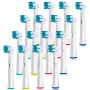 TEMU 16개 팩 교체 칫솔 헤드, Oral-B 전동 칫솔과 호환, 정밀 청소, 다색 식별 링