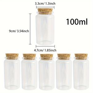 TEMU 6개입 47x90x33mm 100ml 유리병 코르크 투명한 소원병 목재 플러그