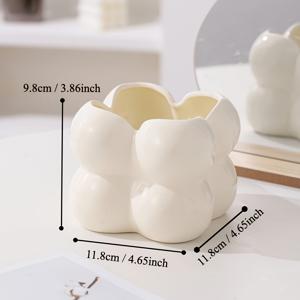 TEMU 혁신적이고 우아한 세라믹 보관용기 - 메이크업 브러쉬, 펜 및 액세서리용 다용도 책상 정리함 | 시크한 홈 오피스 장식, 거실, 감각 장식품, 데스크탑, 연필컵 캐디