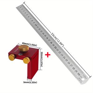 TEMU 1pc/2pcs 목공 스크라이브 - 강철 눈금자 스크라이빙 포지셔닝 블록 - 목공 T 형 스크라이빙 눈금자 중지 도구, 알루미늄 앵글 스크라이버 라인 마킹 게이지, DIY 목공 스크라이버 측정 로케이터