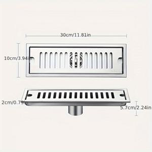 TEMU 스테인레스 스틸 장방형 바닥 배수구, 대용량 배수 필터, 냄새 방지 바닥 배수구, 호텔 샤워실 공학 바닥 배수구, 욕실 용품