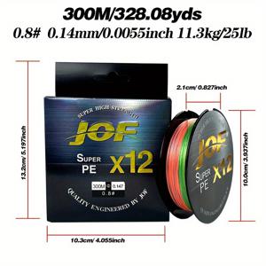 TEMU 12줄로 짜인 PE 주요 라인 낚시줄, 300M/328.08야드, 고강도, 소금수에 강한, 다채로운 색상 - JOF X12 시리즈