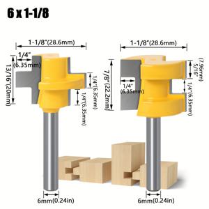 TEMU 2개 T-슬롯 사각 톱니 텐온 밀링 커터 - 6mm, 8mm, 1/4인치, 1/2인치, 12mm 샹크 - 내구성 있는 조각 칼 라우터 비트, 목공 및 건축용