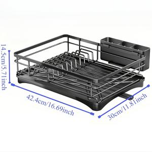 TEMU 1pc 블랙 메탈 주방 카운터 탑 식기 건조대, 도구 홀더, 싱크대 위 플레이트 및 볼 드레이너 바구니, 가정 요리사에게 완벽한 선물, 어머니에게 이상적인 부활절 선물, 새로운 가정 주방 정리에 필수|식기건조대|식기건조기