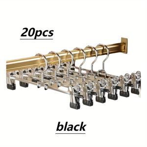 TEMU 20개 공간 절약형 조절 가능한 바지 걸이 클립 포함 - 내구성 있는 스테인리스 스틸 스커트 & 청바지 랙 정리대, 다용도 옷장 정리함|행거|치마바지|바지걸이
