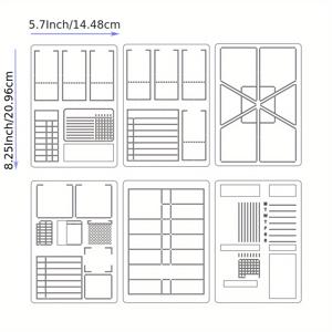 TEMU A5 불릿 저널 노트북, 다이어리, 스크랩북을 위한 6개 주간 저널 스텐실 세트