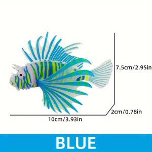 TEMU 【인기 선택】 1개 생동감 넘치는 네온 사자 물고기 수족관 장식 - 야광 실리콘 어항 장식, 안전하고 쉽게 청소 가능, 사실적인 컬러 추가