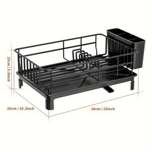 TEMU 주방용품으로 사용되는 1개의 접시 건조대, 방수 처리된 다용도 접시 건조대, 수반 건조대와 물받이가 있는 칼과 포크 거치대, 접시, 컵, 수저 및 젓가락을 위한 주방용품으로 사용되는 카운터 상판용 건조대|식기건조대|식기건조기