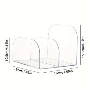 TEMU 3칸 투명 아크릴 북엔드, 플라스틱 사무용 책상 정리함, 가정 및 사무용 잡지 및 문서 홀더