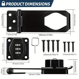 TEMU 비밀번호가 있는 스테인리스 스틸 캐비닛 잠금 해스프 - 4인치 회전식 도어 클래스프, 나사 포함 - 캐비닛, 헛간 문, 욕실, 야외 및 정원에 완벽함
