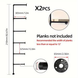 TEMU 빈티지 산업용 철 파이프 벽걸이 선반 - 6단 블랙 메탈 수납 랙, 사무실, 거실, 주방 & 욕실용 쉬운 설치 DIY 오픈 책장, 랙|책꽂이|책장