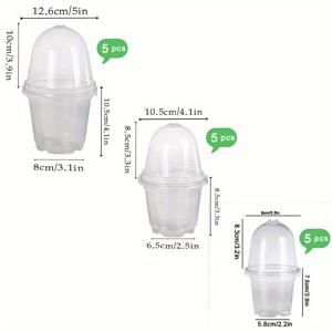 TEMU 3.5/4/5인치 투명/검정 보습 화분 15/30세트, 두꺼운 강화된 뚜껑은 실내 환경에서 높은 습도와 안정된 온도를 유지하여 따뜻하게 유지하고 씨앗을 뿌리고 발아시키며 모종을 위한 적합한 크기가 있습니다. 모종부터 성숙한 식물까지 적합한 크기가 있습니다