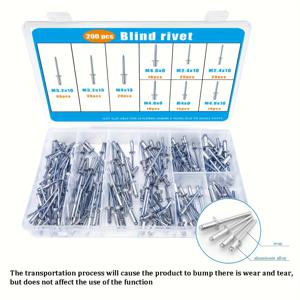 TEMU 70/85/175/185/200개 리벳 어소트먼트 키트, 다양한 크기의 알루미늄 리벳, 강화된 분리판 및 라벨 케이스가 있는 어소트드 블라인드 리벳, 가구 수리, 자동차 시트 메탈, 가전 제품에 적합
