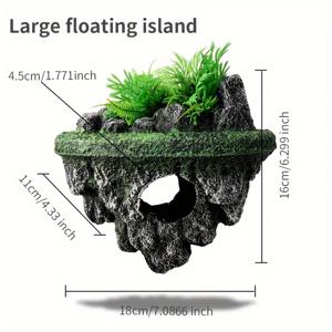 TEMU 【인기 선택】 1개 부유하는 수족관 암석 - 등반 플랫폼이 있는 사실적인 돌 동굴 장식, 어항 조경 및 장식에 이상적, 내구성 있는 플라스틱