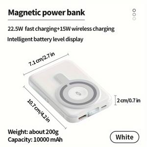 TEMU 무선 휴대용 파워 뱅크 - 고속 충전, 10000mAh 용량, 20W PD, 접이식 스탠드 포함, 12N 강력 자석, Mag-Safe 배터리 팩, iPhone 14/13/12 시리즈용, 블루|보조배터리|보조배터리20000