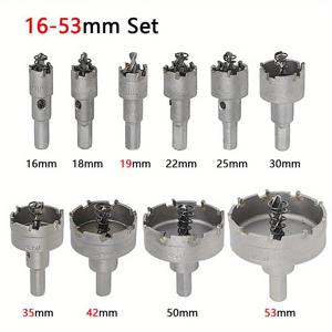 TEMU 스테인레스 스틸 드릴링을 위한 16-53mm 금속 홀쏘 키트, 10개 TCT 카바이드 코어 드릴 비트로 구성된 철 합금 홀쏘 커터 세트