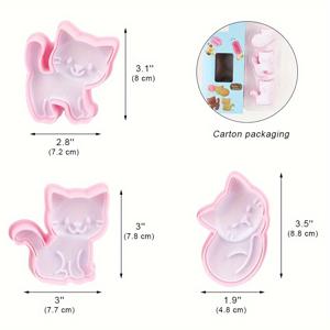 TEMU 3피스 고양이 모양 동물 플런저 쿠키 커터 세트 - 페이스트리, 식품 등급 퐁당 프레스 몰드 키트 - 크리스마스, 할로윈, 부활절, 추수감사절, 졸업식에 이상적